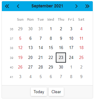 Header CSS Class for the Calendar