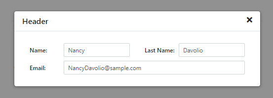 Popup Form Layout