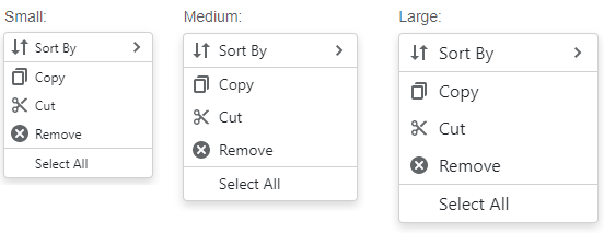 Context Menu - Size mode