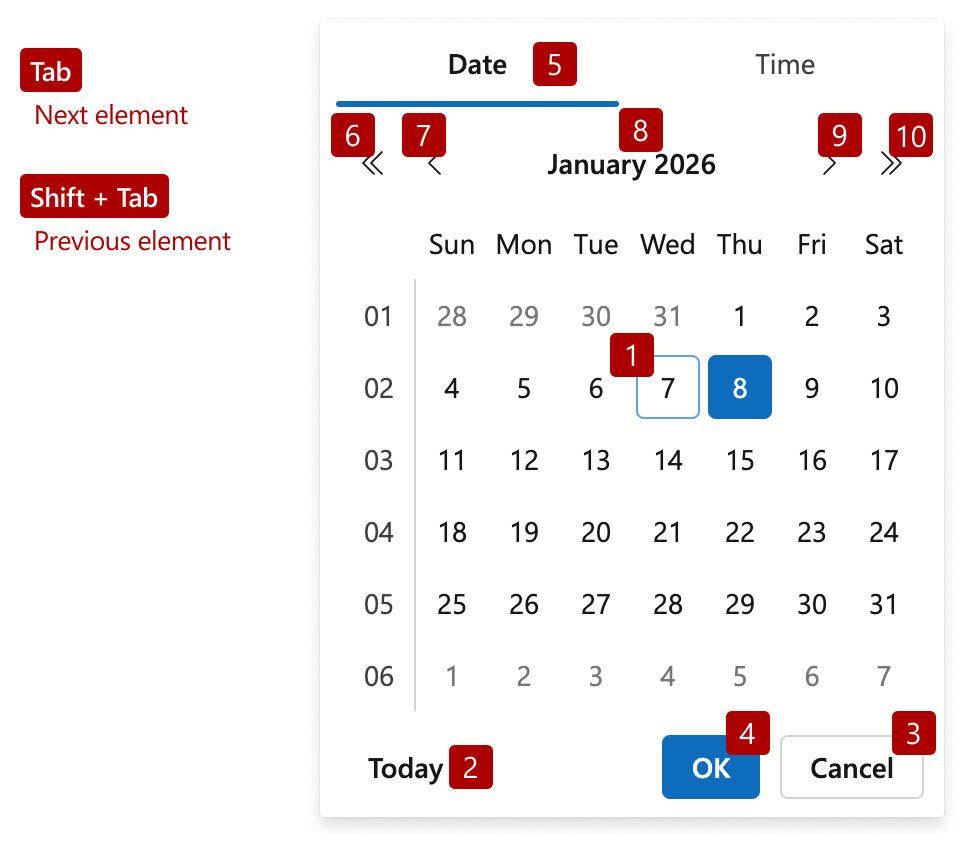 Date Edit - Tab Sequence in Calendar with Time Section