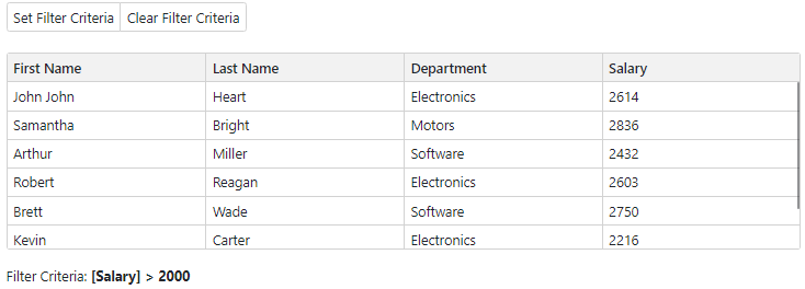 Filter Criteria