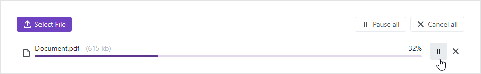 Upload Pause Button