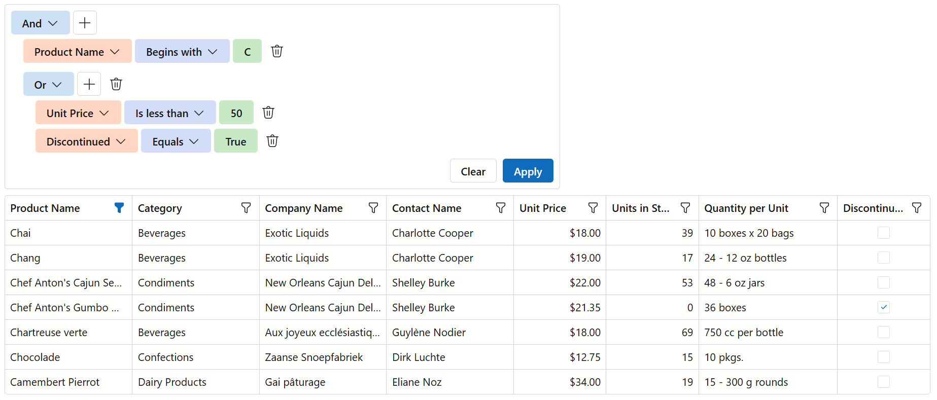 Filter Builder - Connect the Component to Grid