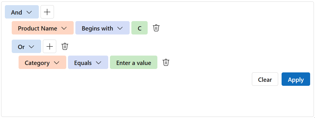 Filter Builder - Disable Field Selection