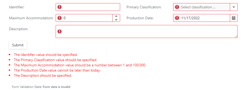 FormLayout Validation