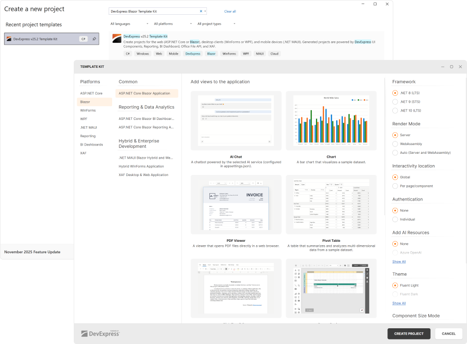 DevExpress Template Kit