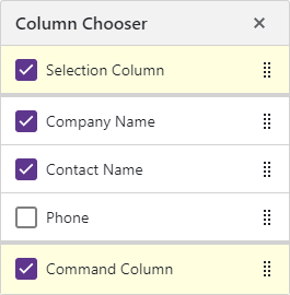 Custom Column Chooser Items