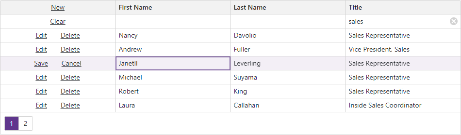 Blazor Grid Command Column