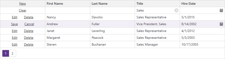 Blazor Grid Command Column