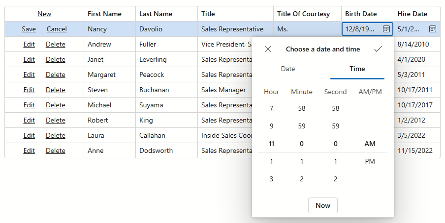 Grid - Hour Increment Step Edit Setting