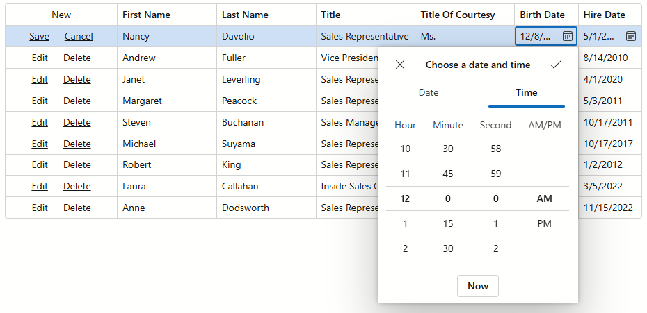 Grid - Hour Increment Step Edit Setting