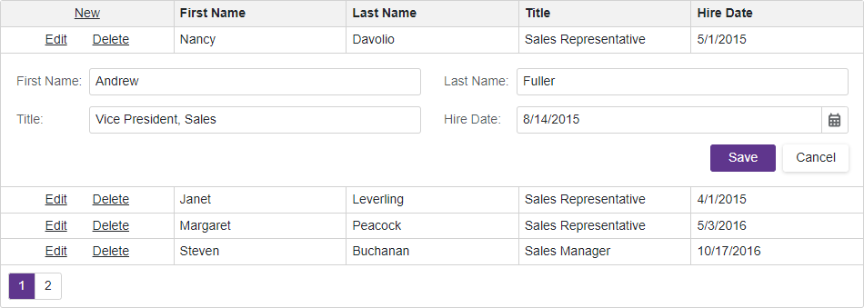 Blazor Grid Edit Form