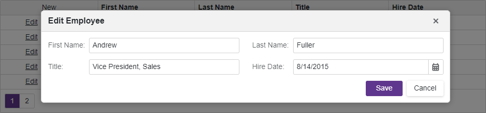 Blazor Grid Popup Edit Form