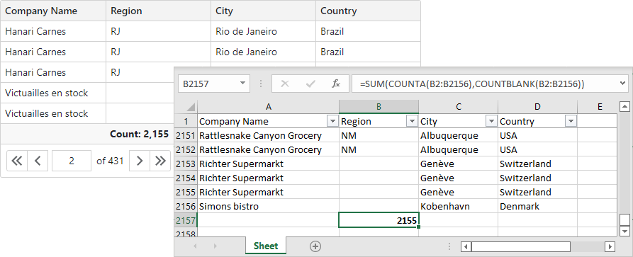 Grid - Blank cells are counted