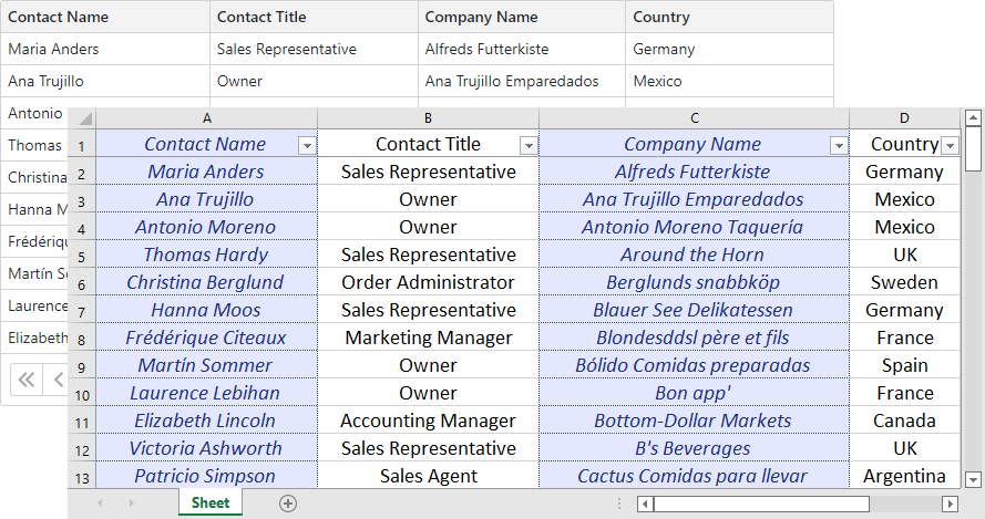 Grid export - Formatted columns