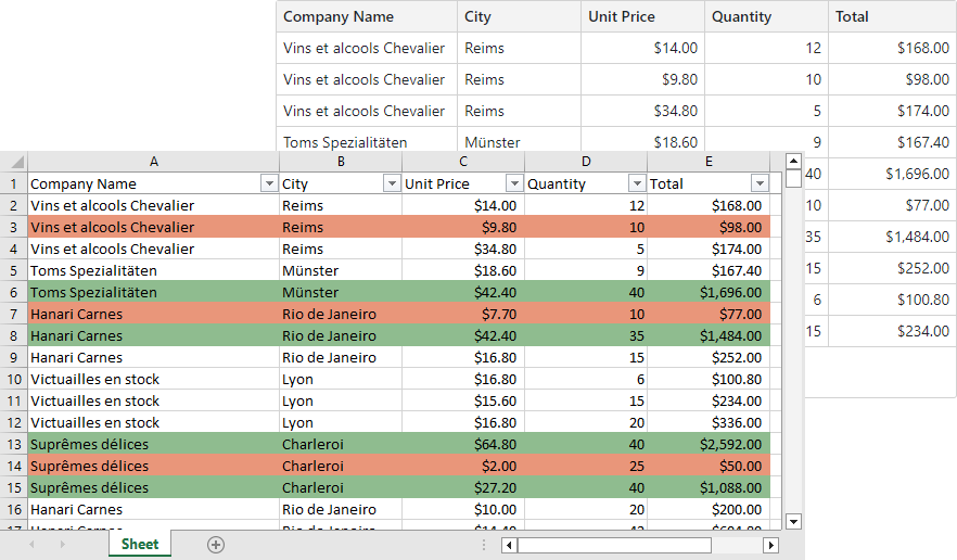 Grid - Colored Rows