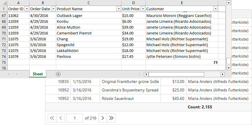 Grid Filtered Export Data