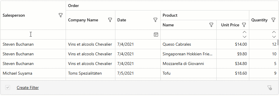 DevExpress Blazor Grid - Filter Synchronization