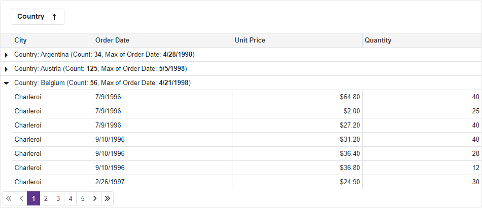 Blazor Grid Group Row Template