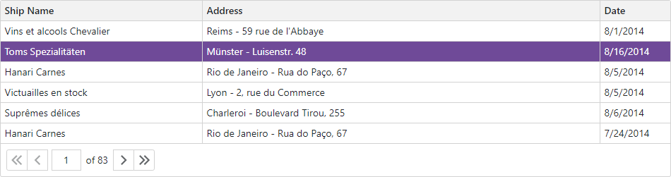 Blazor Grid Focused Row