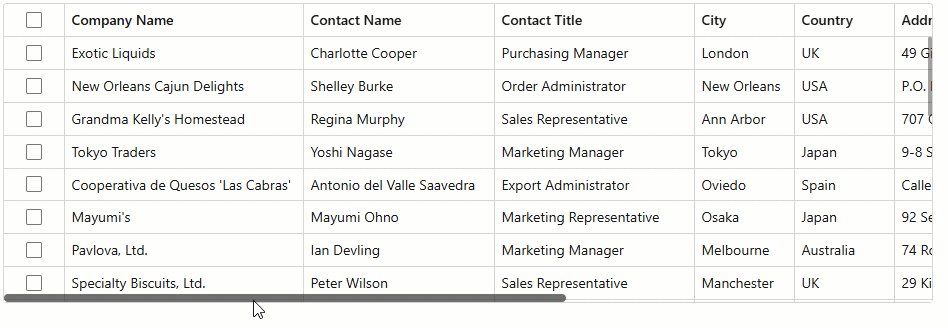Blazor Grid - Regular Scrolling