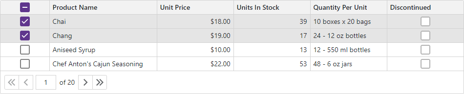 Blazor Grid Selection Column Multiple Mode