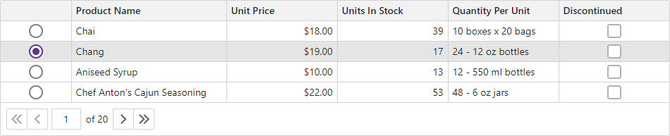 Blazor Grid Selection Column Single Mode