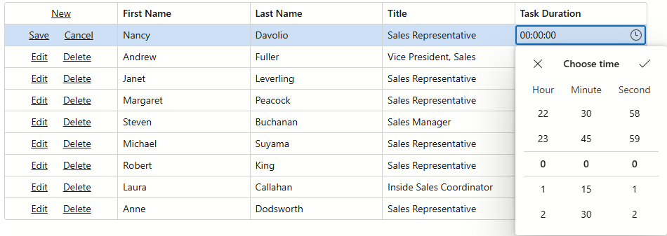 Time Edit Settings - Minute Increment