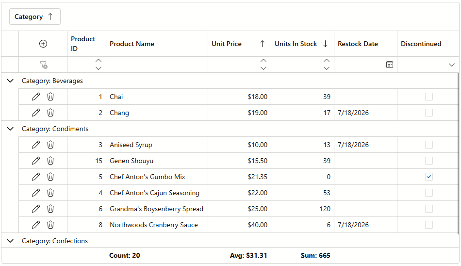 Get Started with Blazor Grid