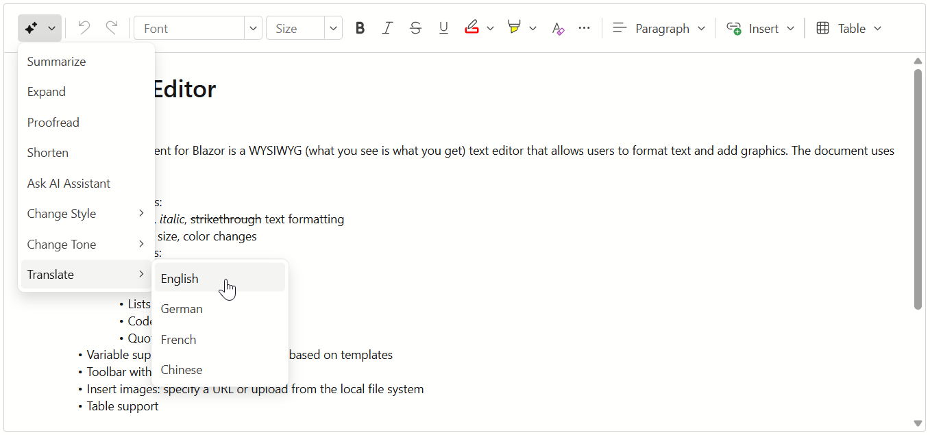 AI-powered Extension for HtmlEditor