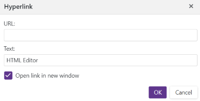 HTML Editor - Hyperlink Dialog