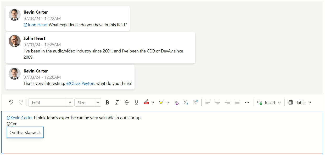 Html Editor - Mentions