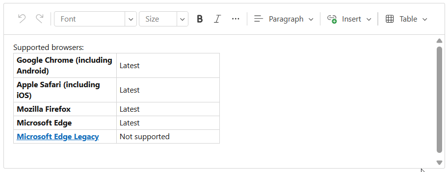 HTML Editor - Table Resize