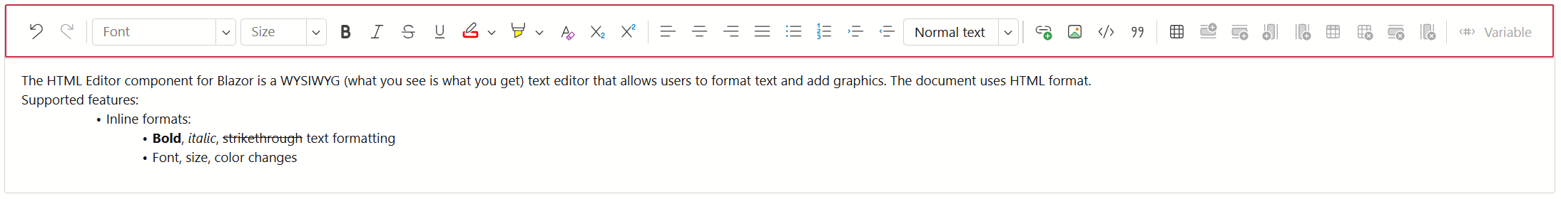 Html Editor - Toolbar