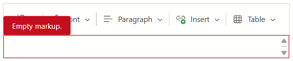 HTML Editor - Top Validation Message Position