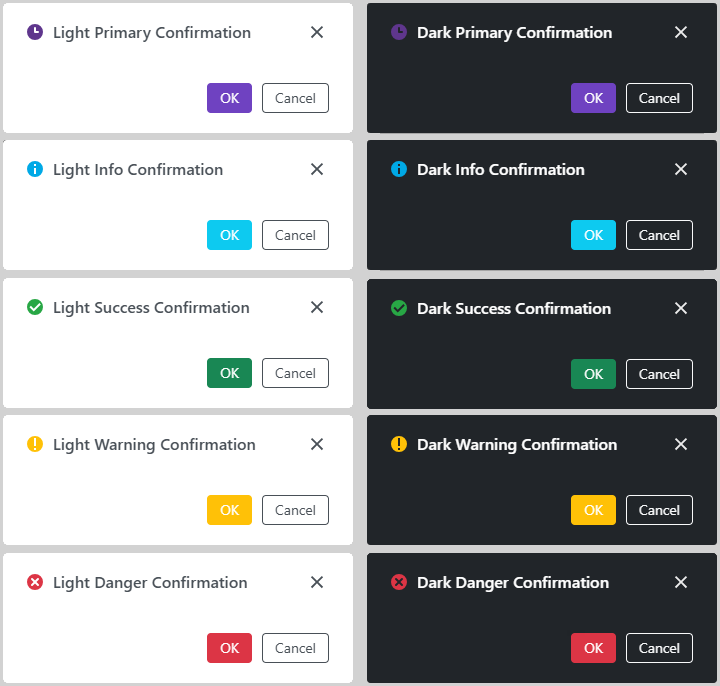 Message Box render modes and styles