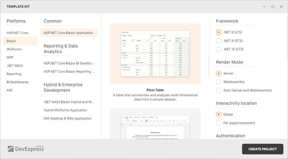 DevExpress Template Kit - Pivot Table