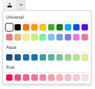 Groups in ribbon color palette