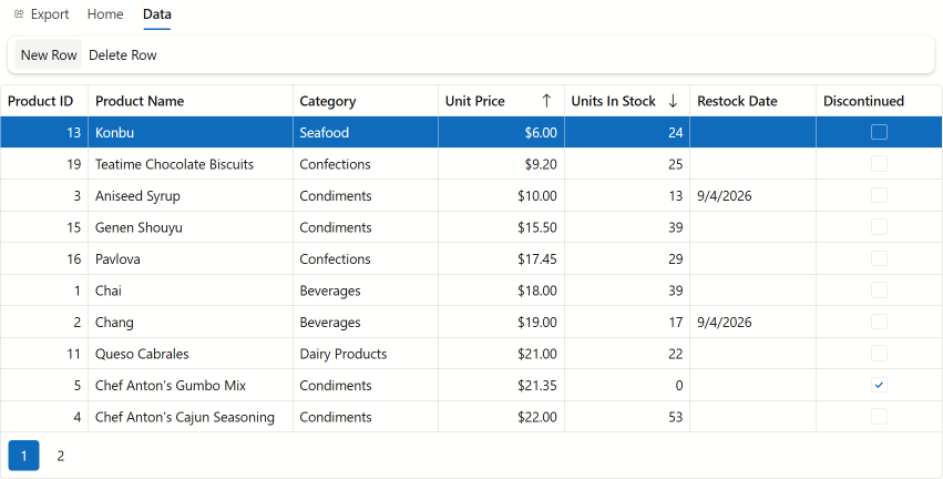 Get Started with Blazor Ribbon - Data Tab - Ribbon Items