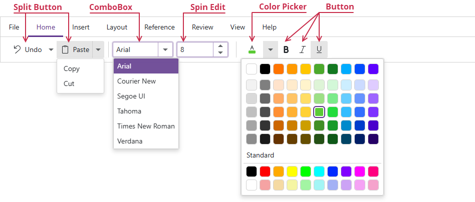 Ribbon item types