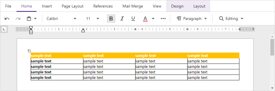 Customize Table Style