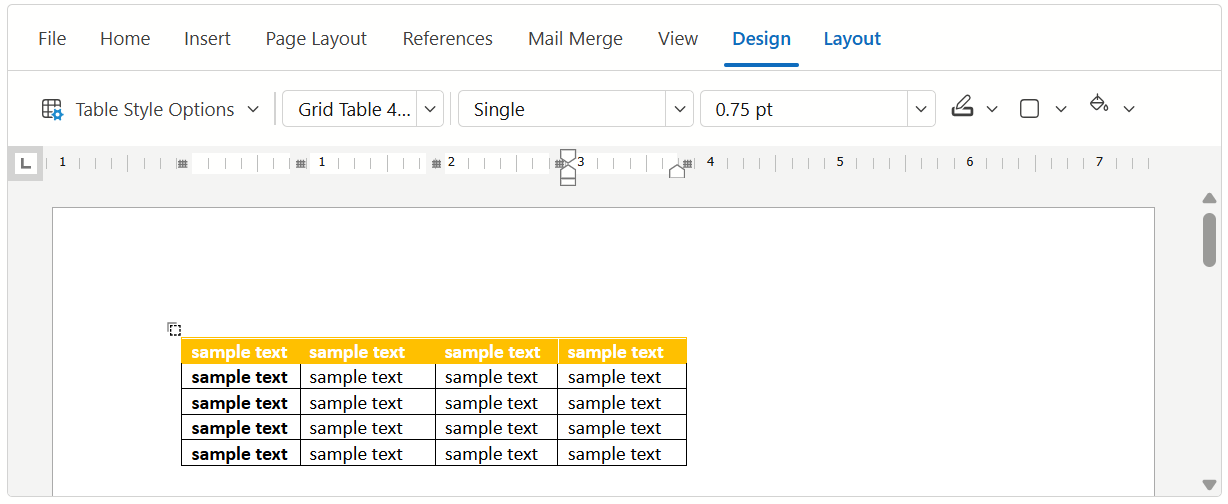 Customize Table Style