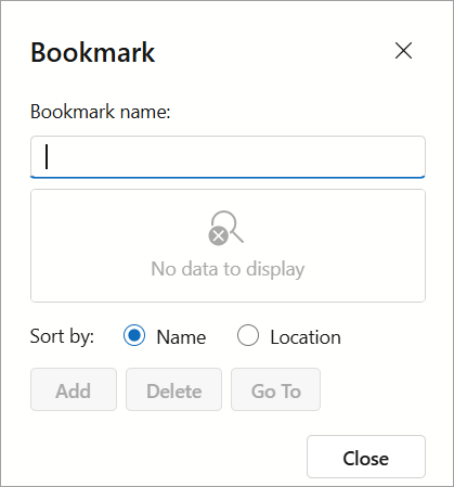 Bookmark Dialog