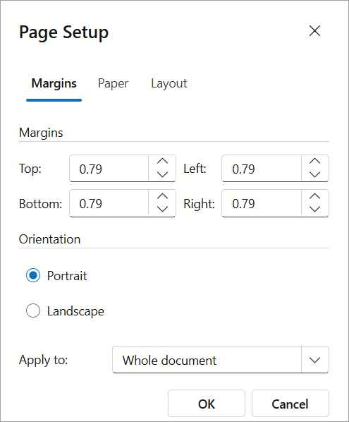 Page Setup Dialog