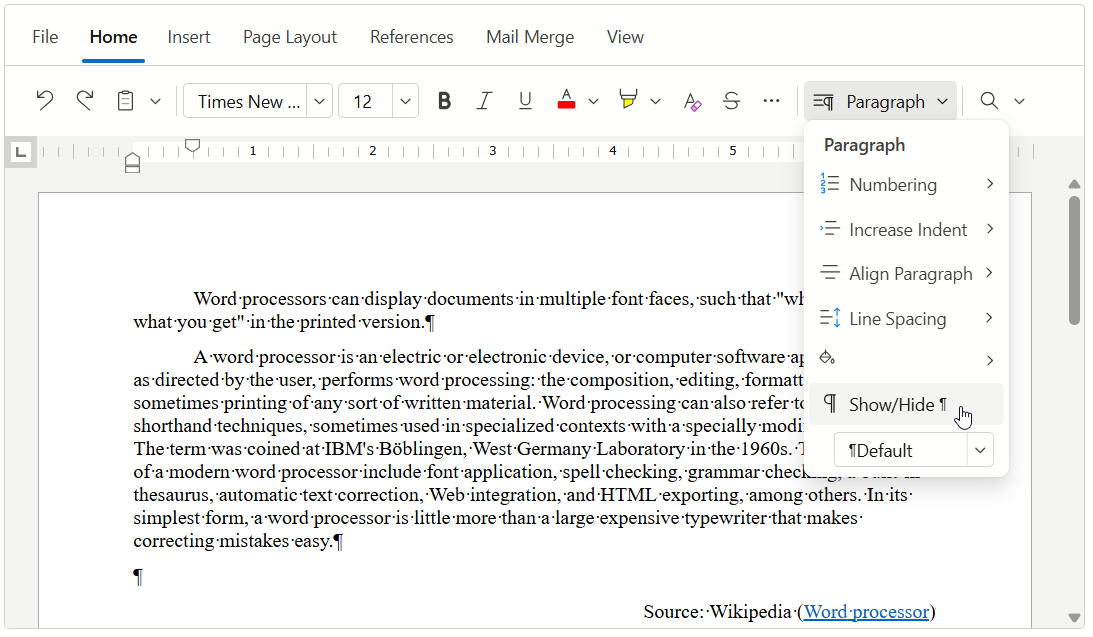 Rich Edit - Paragraps