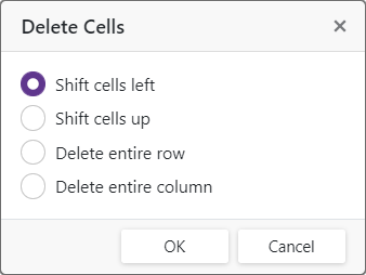 Delete Cells Dialog