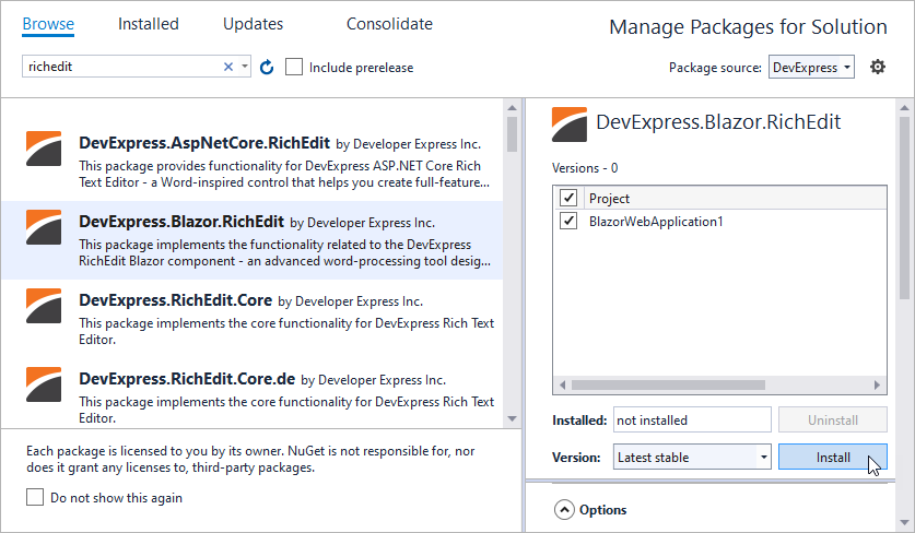 NuGet Package Manager