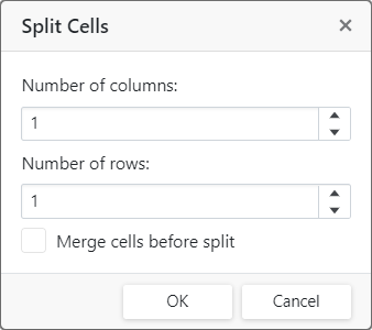 Split Cells Dialog