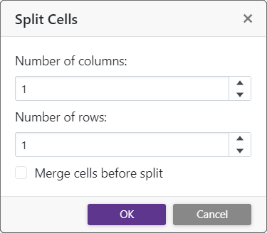 Split Cells Dialog