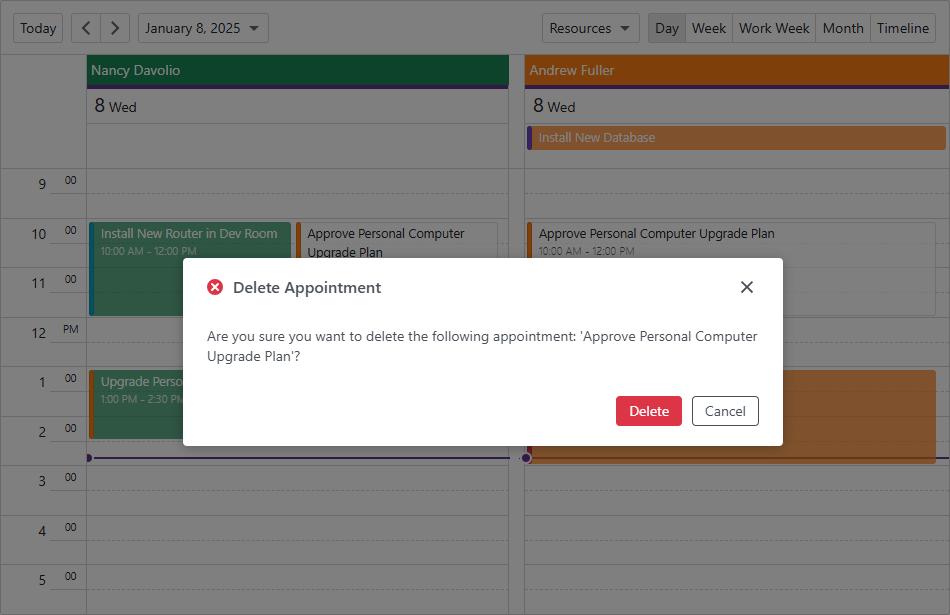 Confirmation Dialog in Grid Scheduler